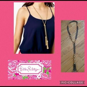 NEW lilly pulitzer gold tassel with clasp adjustable necklace